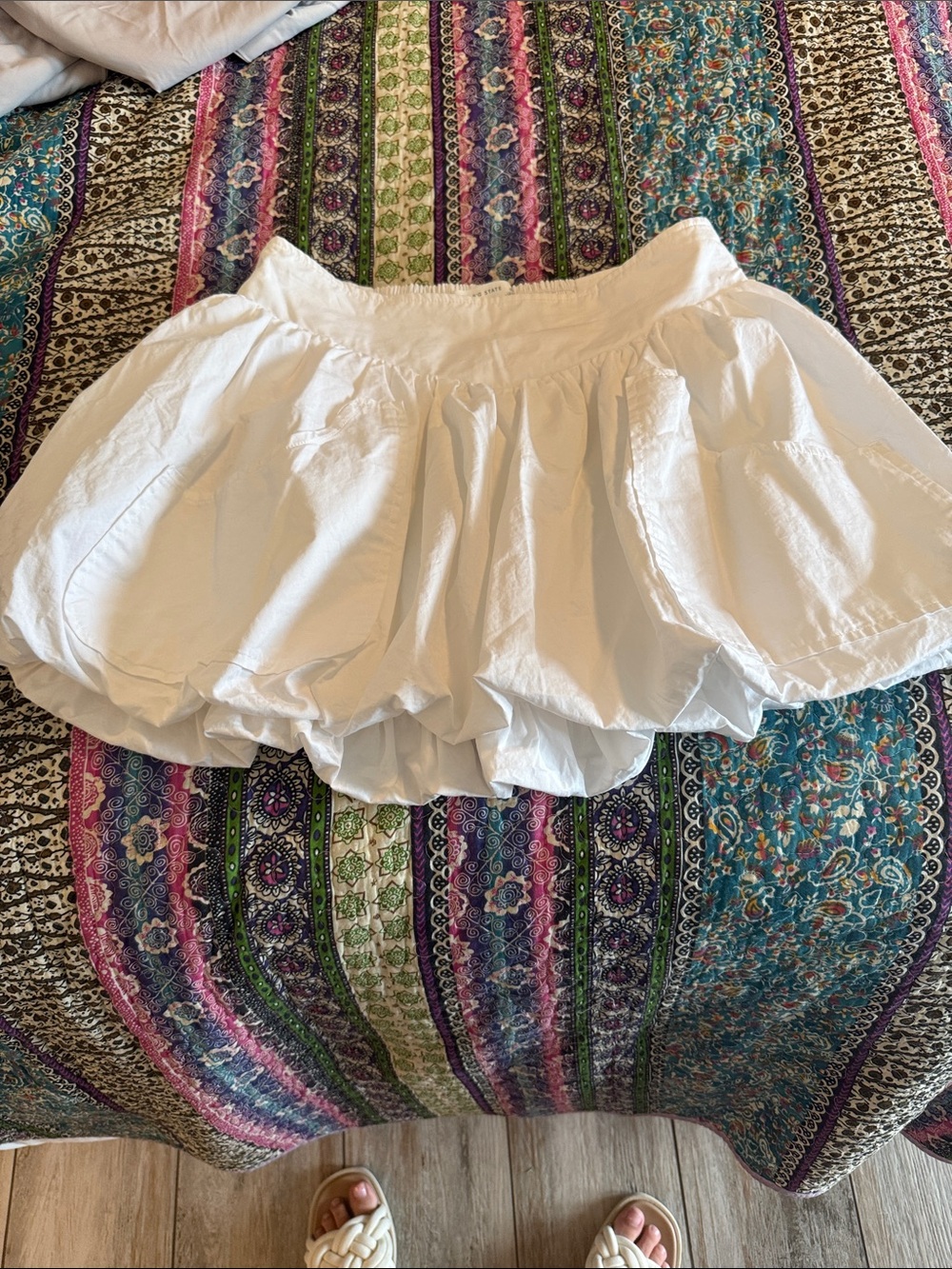 Altar'd State White Bubble Hem Mini Skirt